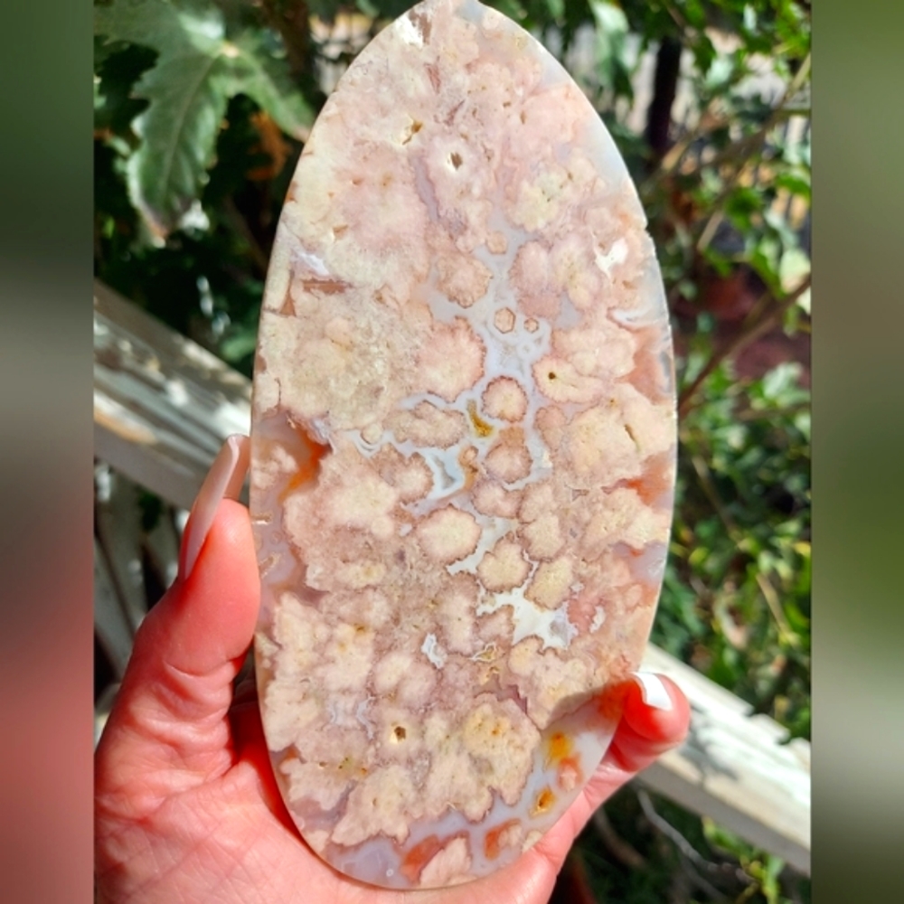 Big Pink Amethyst Blue Flower Agate Slab